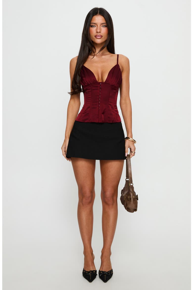 Scorsese Satin Corset Top, Alternate, color, RED