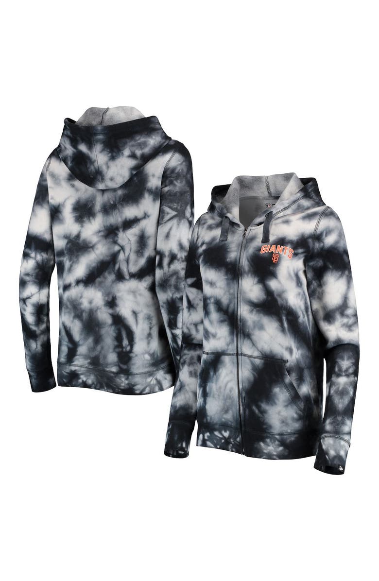 New Era Women's New Era Black San Francisco Giants Tie-Dye Full-Zip Hoodie, Main, color, Black