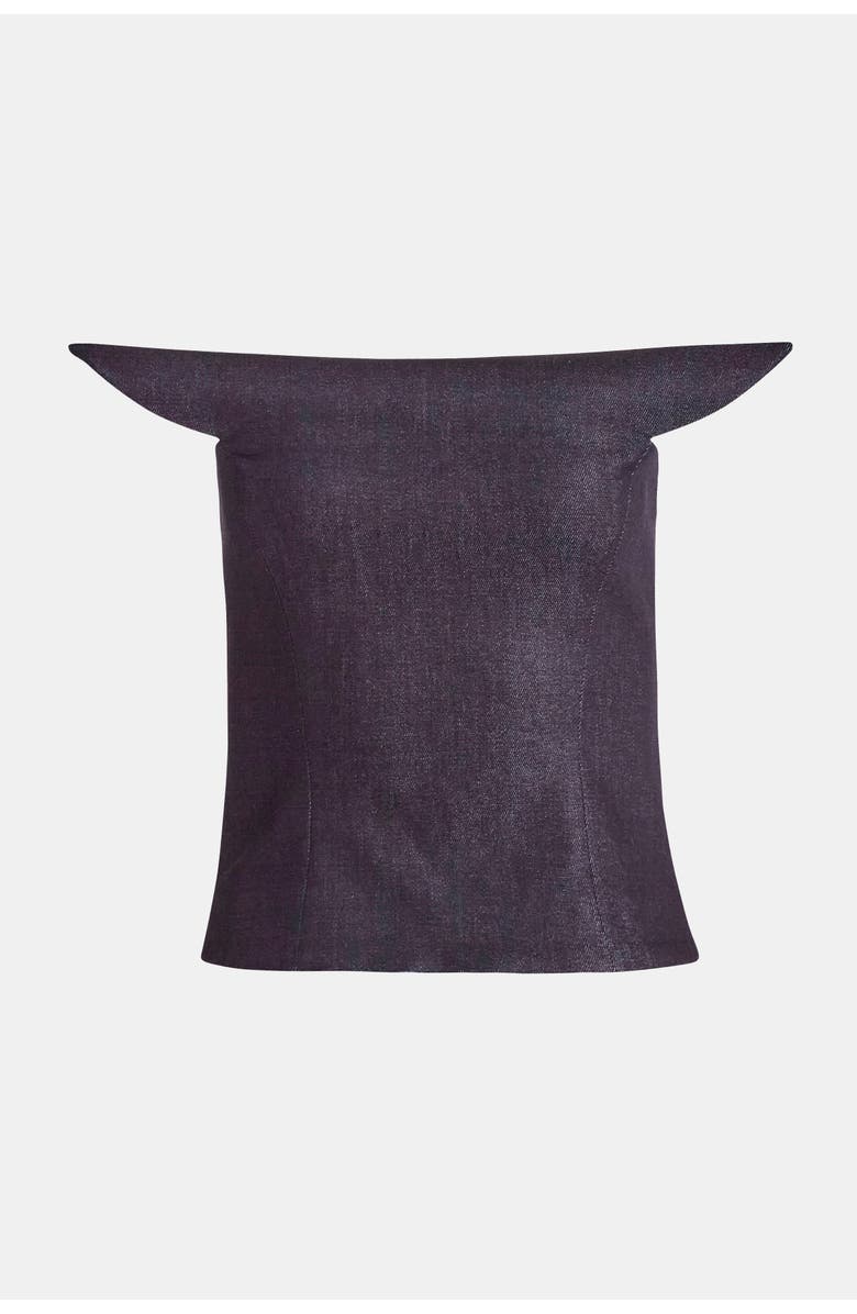 KATE BARTON Symmetrical Sculpted Denim Corset, Alternate, color, Navy