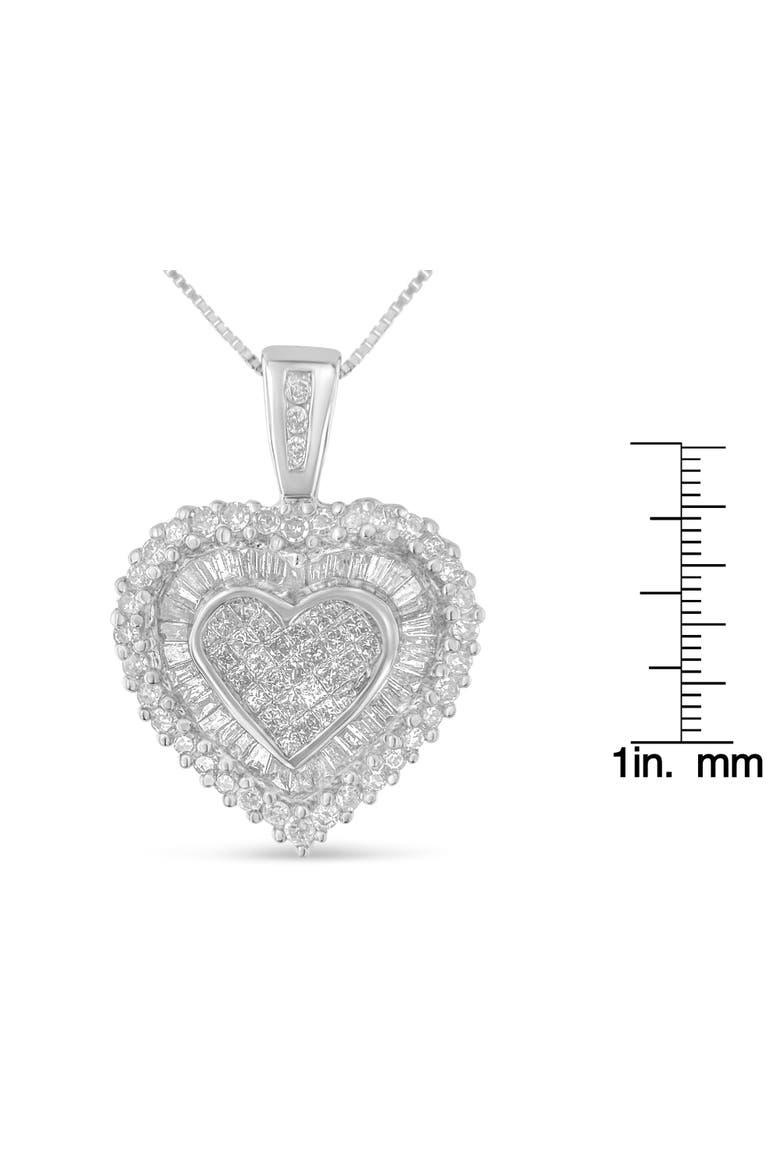 10K White Gold 1 cttw Multi Cut 1 cttw Diamond Heart Pendant Necklace, Alternate, color, White