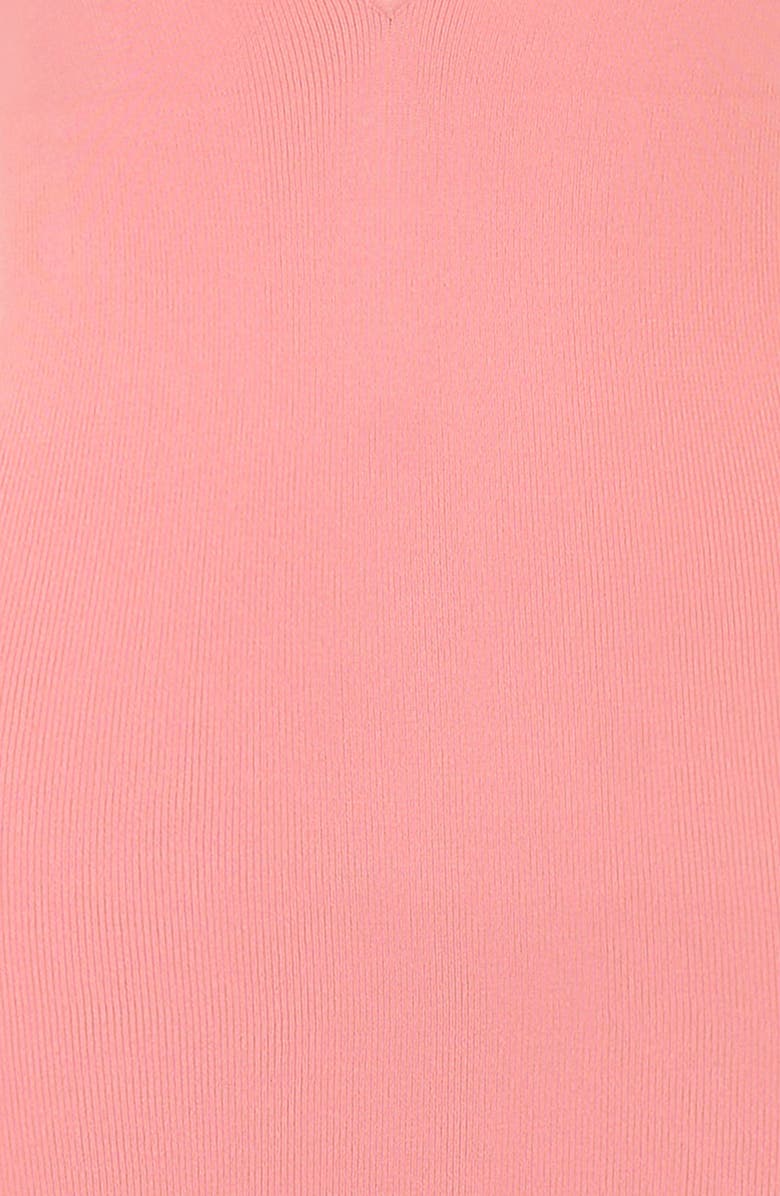 HOUSE OF CB Camelia Plunge Halter Neck Rib Maxi Dress, Alternate, color, Bright Peach