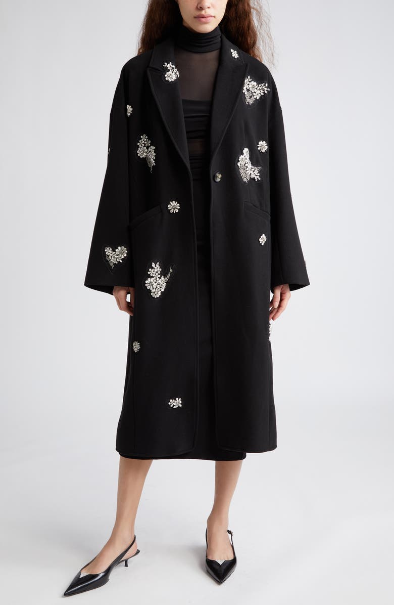 Cinq à Sept Crystal Ivy Gravis Embellished Coat, Main, color, 