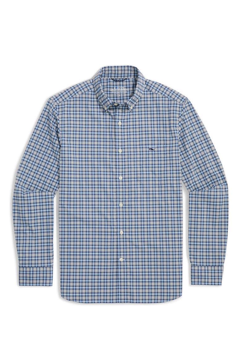 Classic Fit On-the-Go Performance Plaid Button-Down Shirt, Main, color, JAKE BLUE PLD