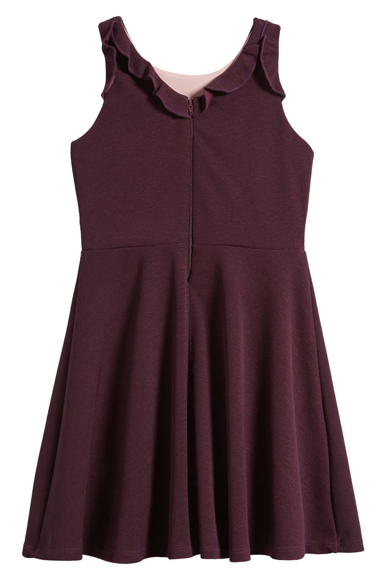 Kids' Ruffle Sleeveless Skater Dress, Alternate, color, PLUM