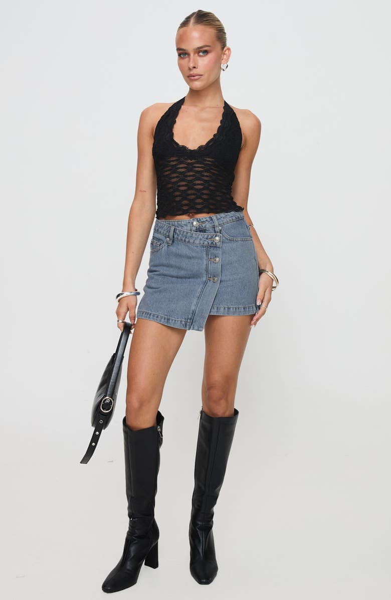 Princess Polly Denis Asymmetric Denim Skirt, Alternate, color, 