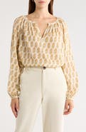 PAIGE Olvera Print Cotton Split Neck Top
