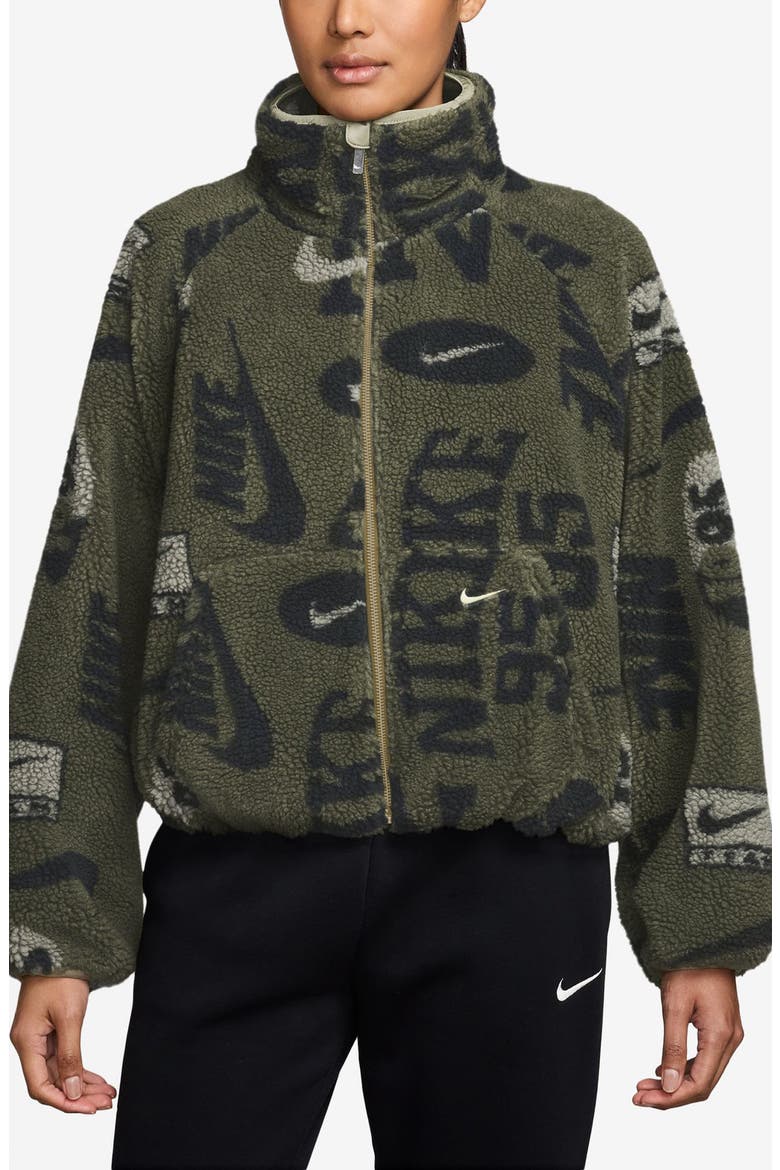 Sportswear Street High Pile Fleece Jacket, Main, color, MEDIUM OLIVE/ OLIVE/ SAIL