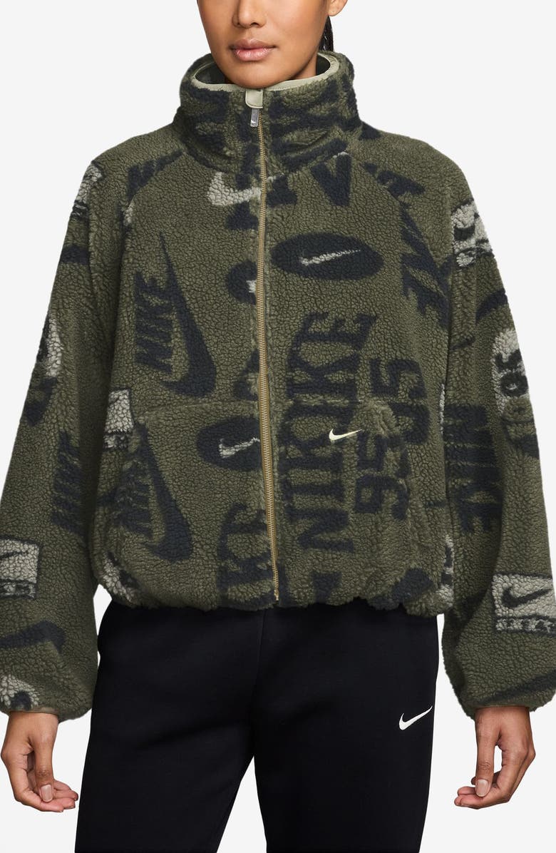 Nike Sportswear Street High Pile Fleece Jacket, Main, color, Medium Olive/ Olive/ Sail