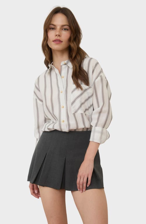 Blu Pepper Button Front Stripe Shirt In White