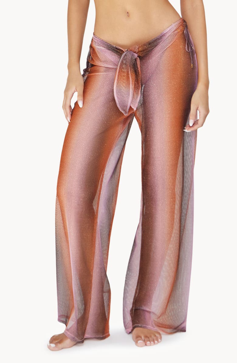 PQ SWIM Waverly Tie Waist Mesh Cover-Up Pants, Main, color,