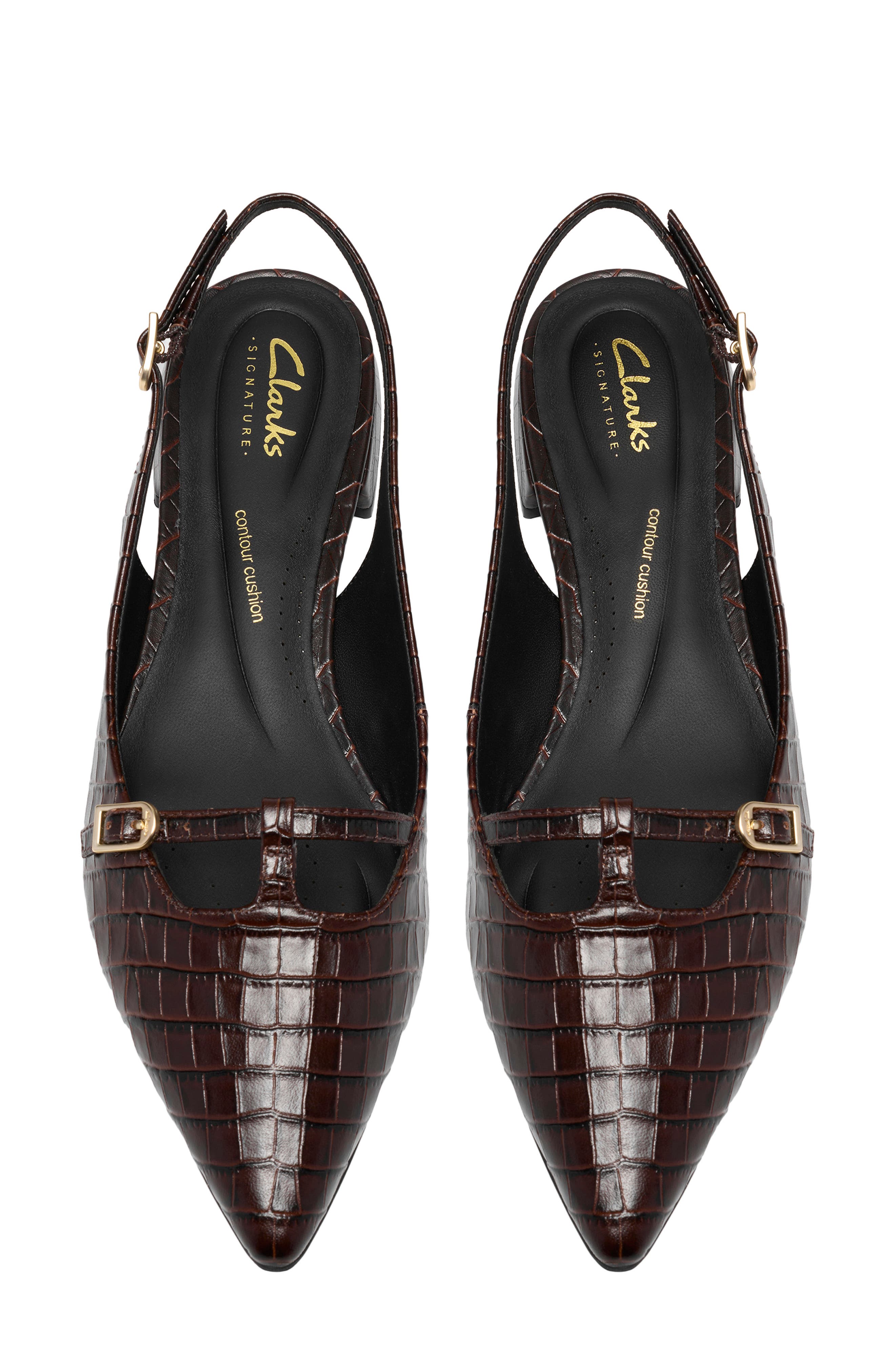 Sensa15 Jane Croc Embossed Slingback Flat, Alternate, color, DARK BROWN CROC
