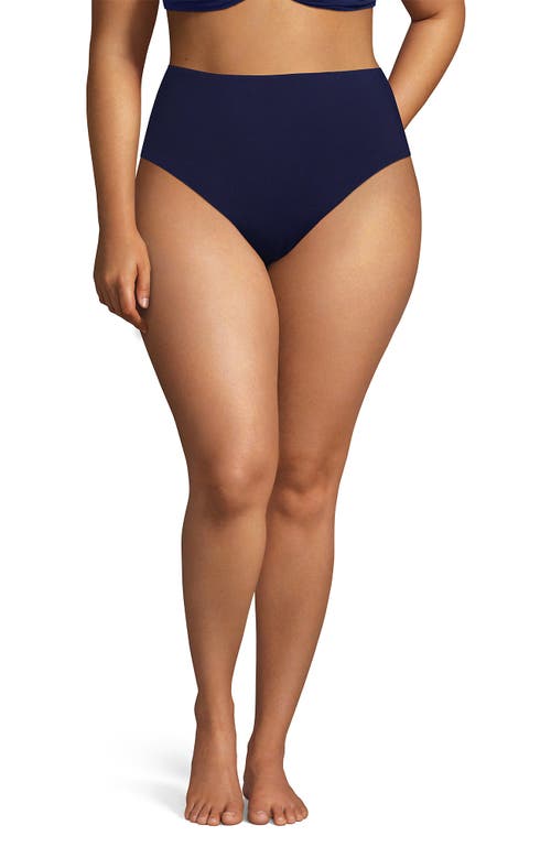 LANDS' END LANDS' END RIBBED SMOOTHING HIGH WAISTED BIKINI BOTTOMS 