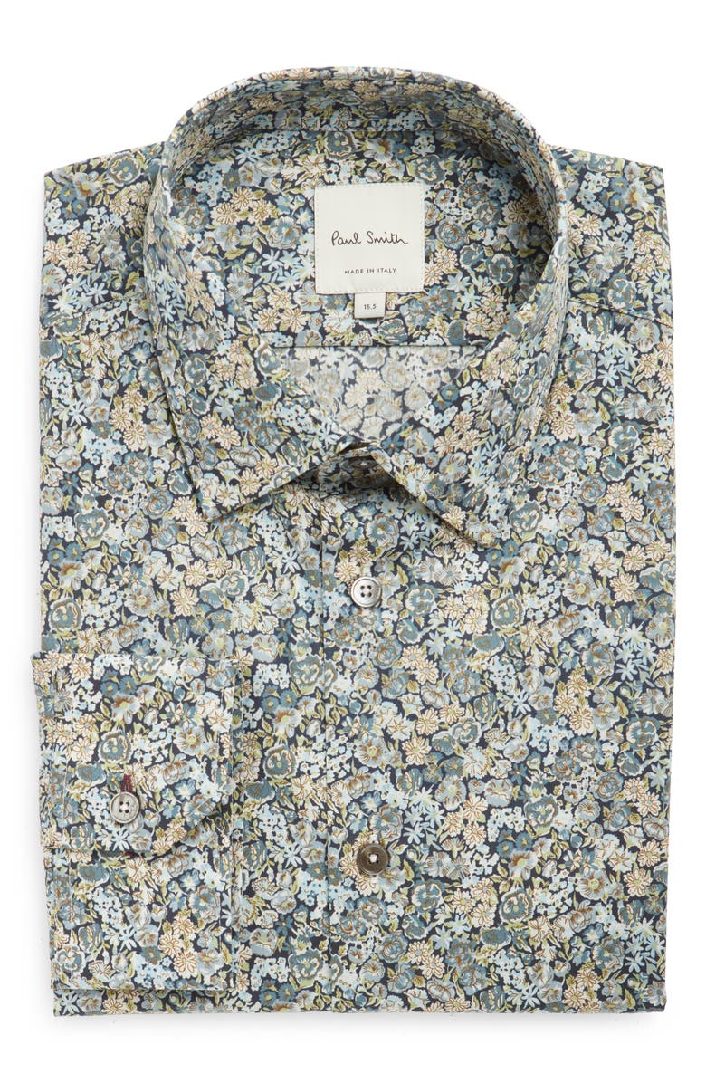 Paul Smith Tailored Fit Floral Cotton Dress Shirt, Main, color, 