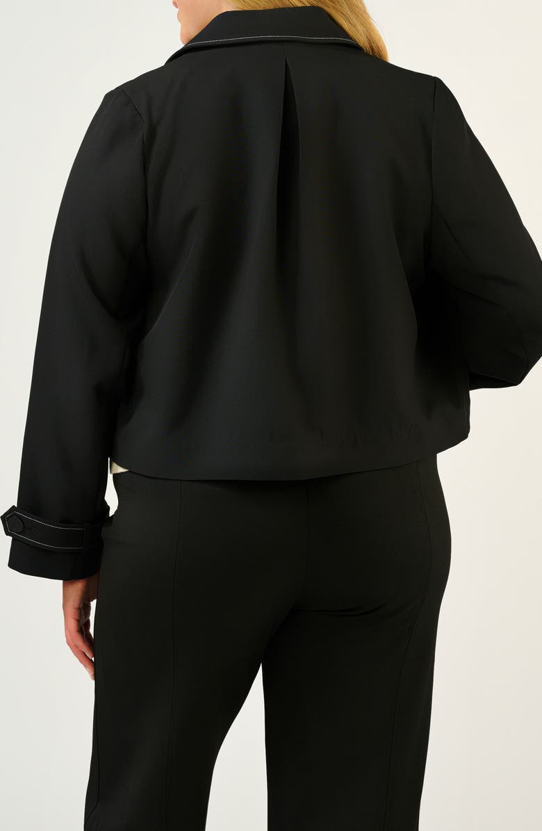 Estelle Jude Contrast Topstitch Detail Crop Trench Jacket, Alternate, color, Black