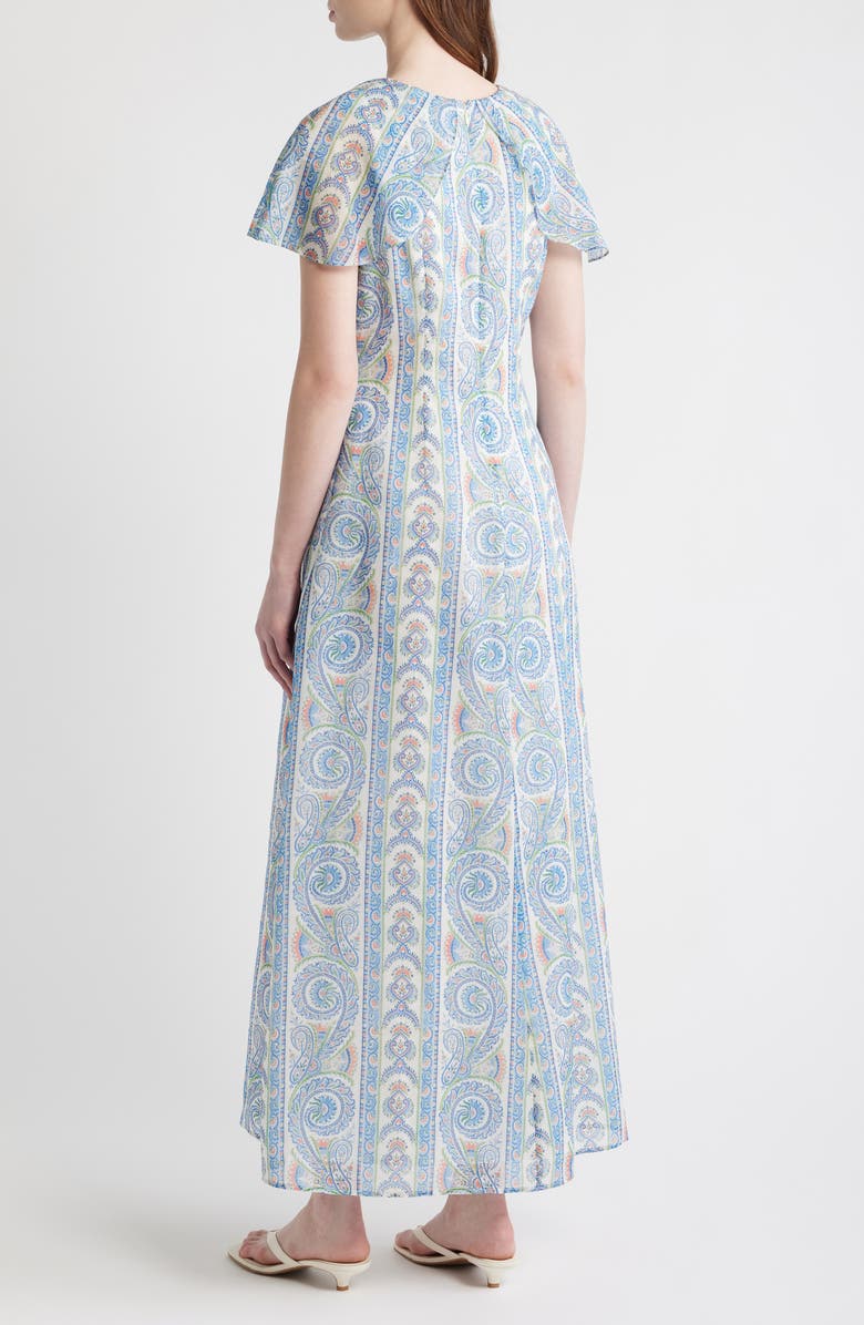 Hill House Home Davina Capelet Sleeve Cotton & Silk Maxi Dress, Alternate, color, Corsica Paisley Blue