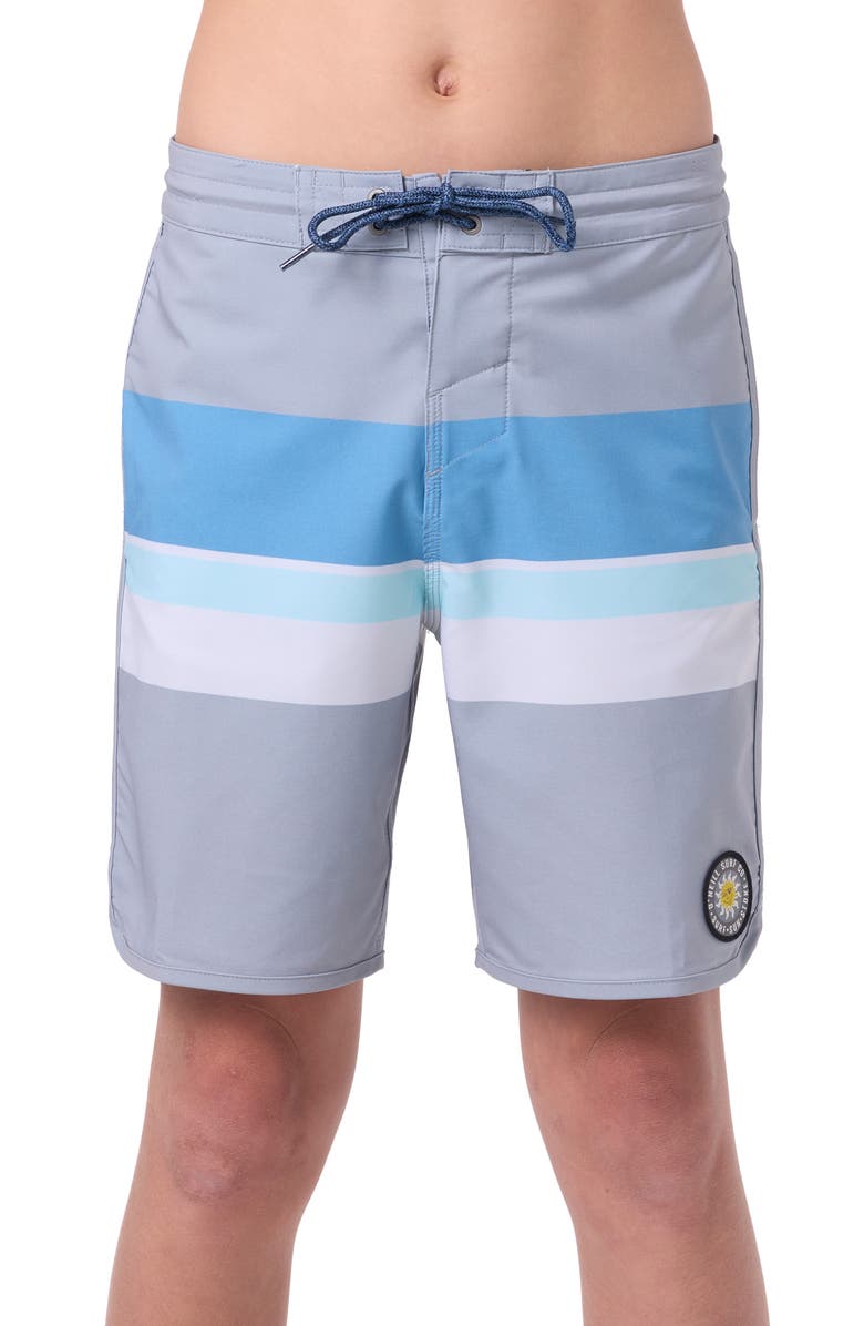 O'Neill Kids' Cruzer Stripe Scallop Board Shorts, Main, color, 