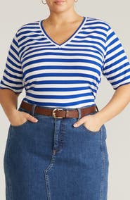 Universal Standard Stripe Cotton Jersey T-Shirt