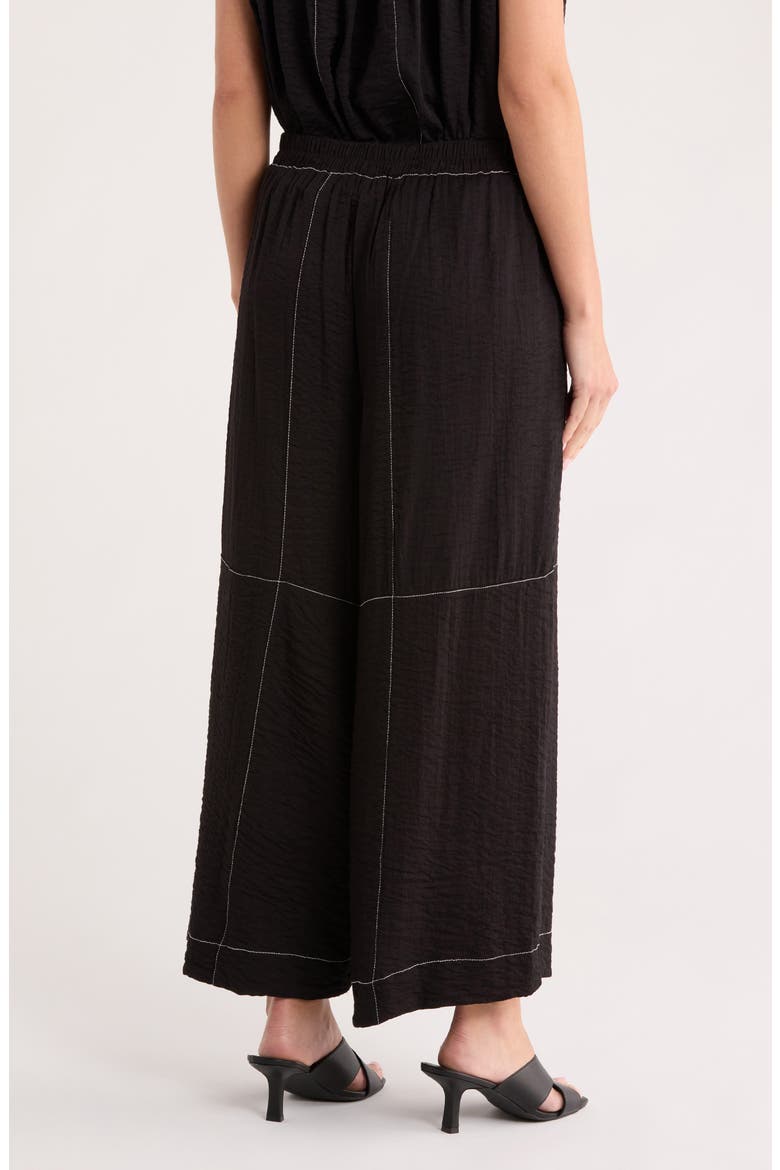 Crinkle Top Stitch Pants, Alternate, color, BLACK/ IVORY