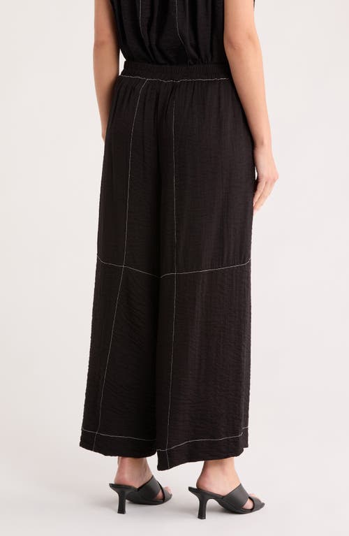 Adrianna Papell Crinkle Top Stitch Pants In Black