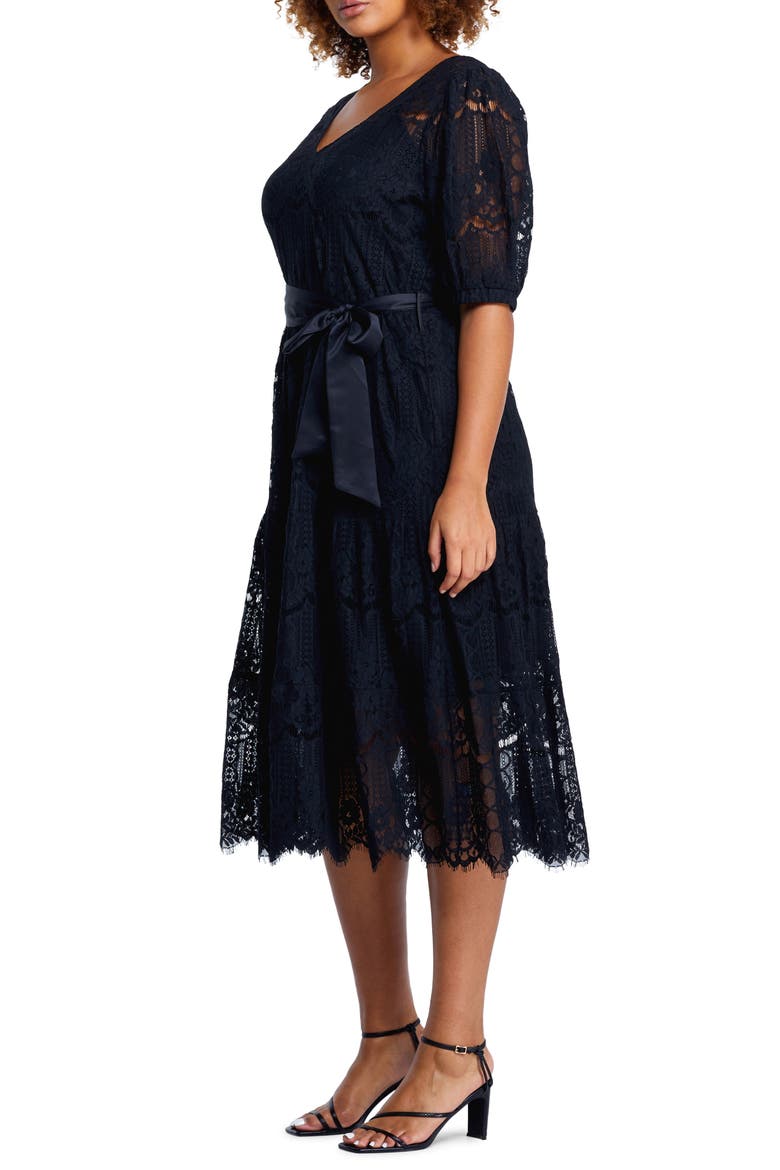 Lakeside Lace Midi Dress, Alternate, color, BLACK/GOLD