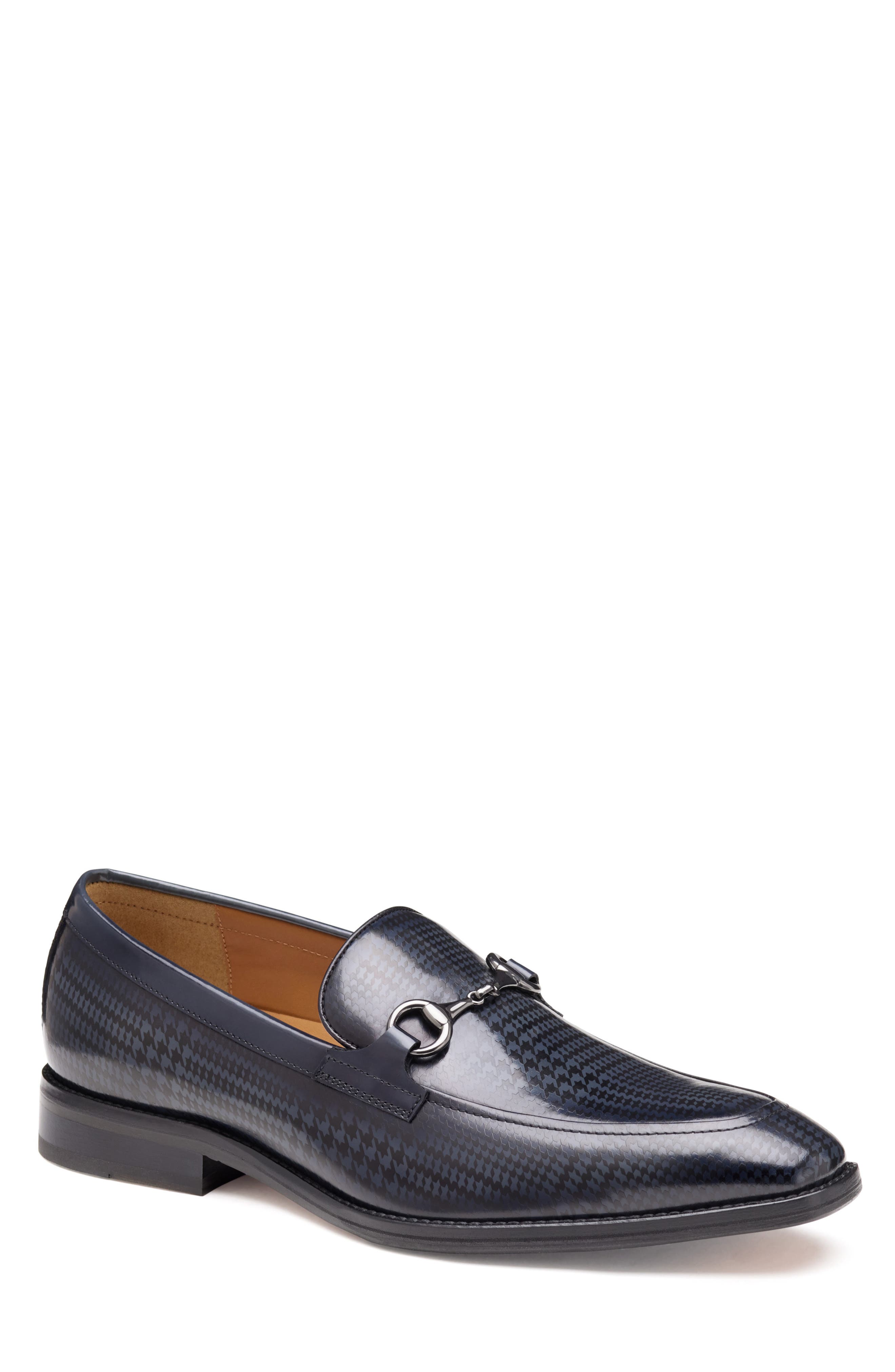 Johnston & Murphy Sullivan Bit Loafer, Main, color, Black Brush-Off Houndstooth