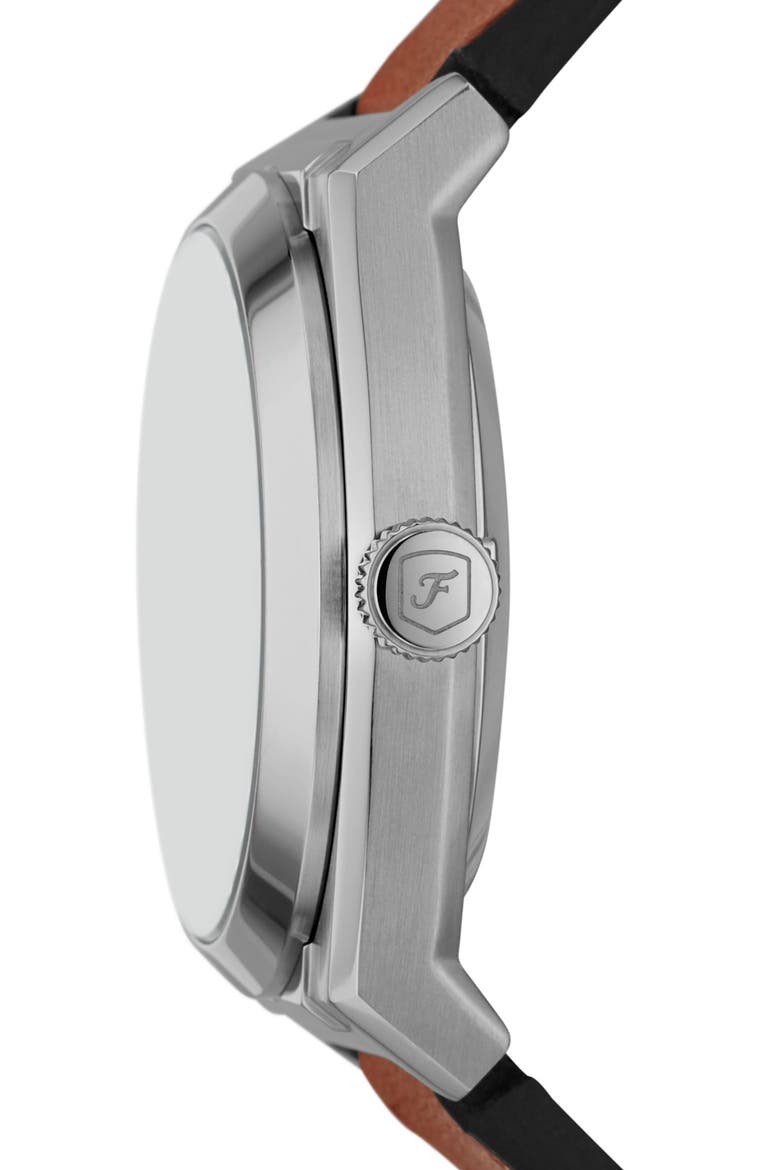 Everett Leather Strap Watch, 42mm, Alternate, color, BROWN