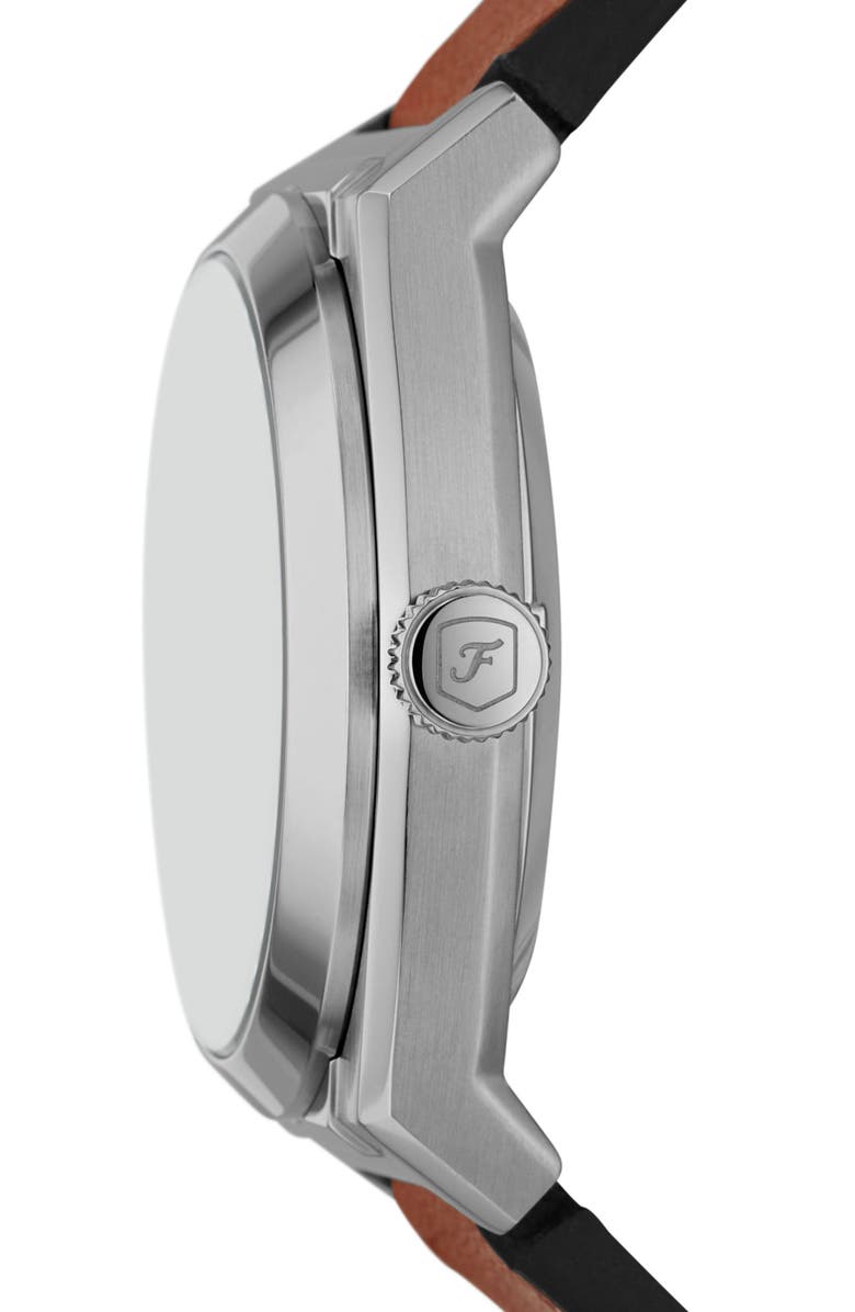 Fossil Everett Leather Strap Watch, 42mm, Alternate, color, Brown