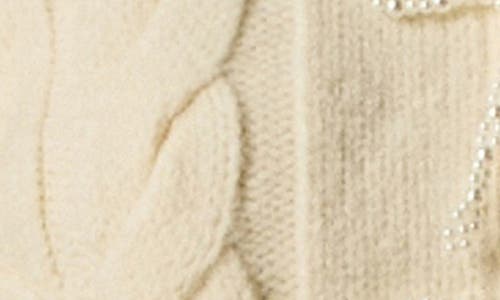 English Factory Bow Front Cable Stitch Cardigan In White