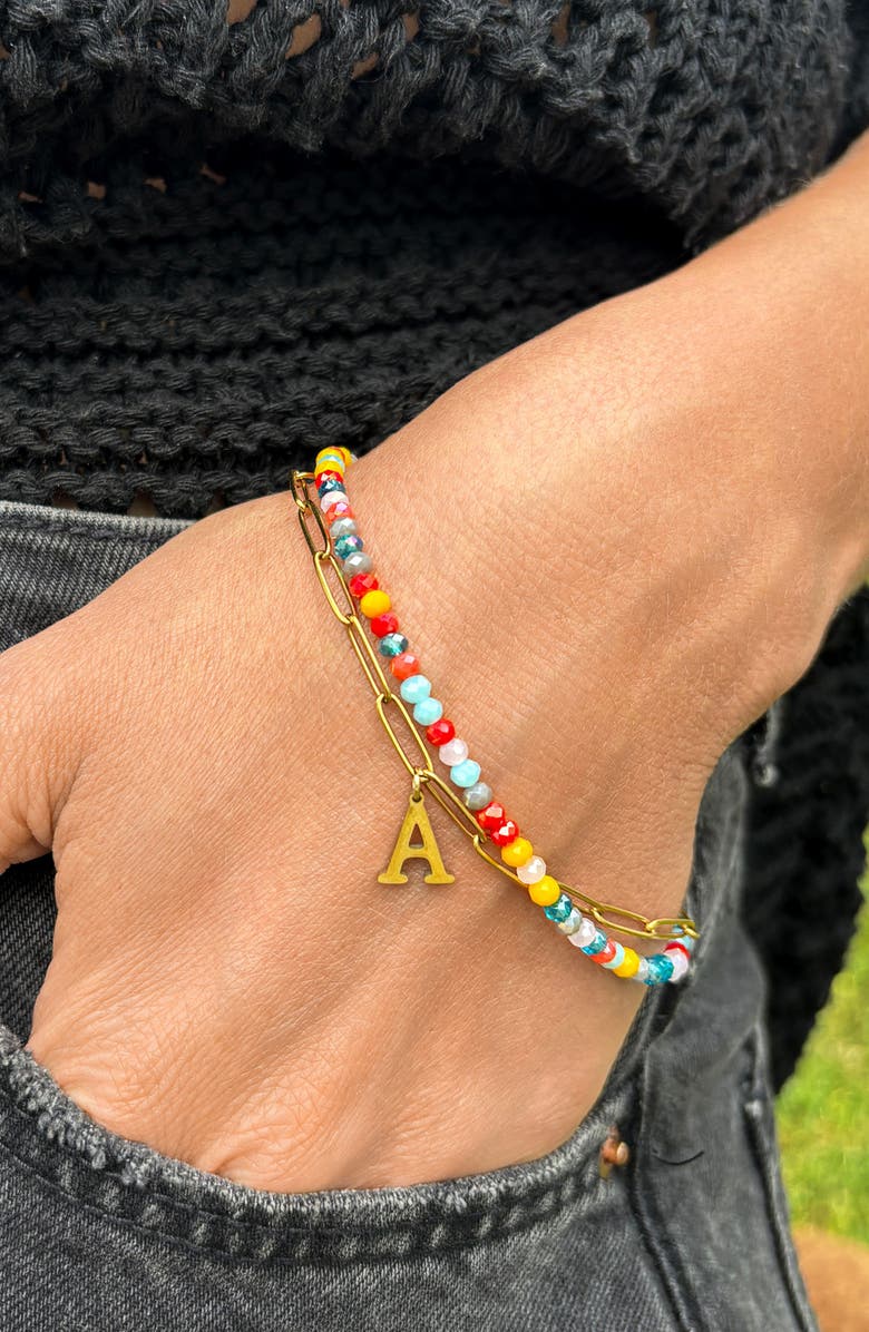 Adornia Initial Water Resistant Layered Bracelet, Alternate, color, Multi-A