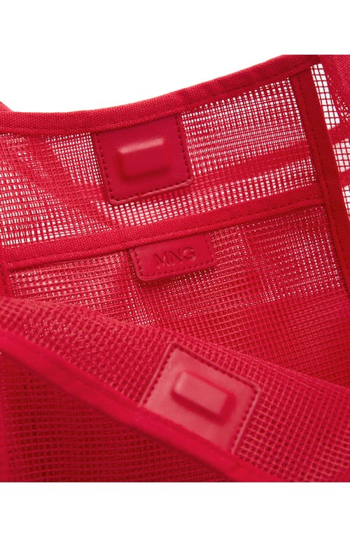 Mango Large Mesh Tote Bag In Red
