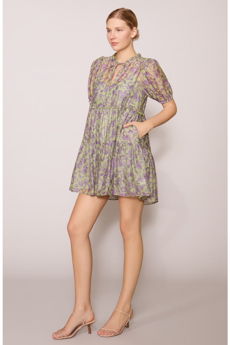 Print Voile Babydoll Dress, Alternate, color, SAGE LILAC