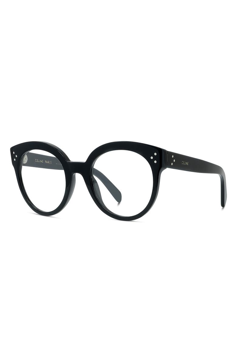 CELINE 55mm Round Cat Eye Reading Glasses, Alternate, color, 