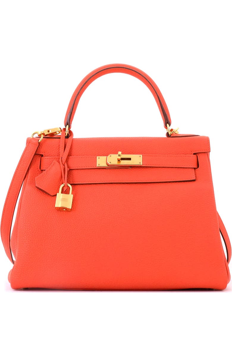 Pre-Owned Hermes Kelly Handbag Orange Togo with Gold Hardware 28, Main, color, Capucine