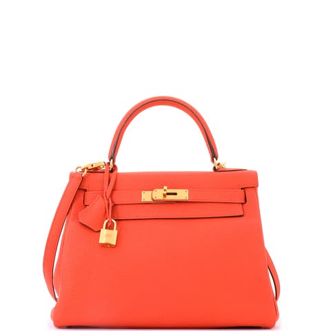 Kelly Handbag Orange Togo with Gold Hardware 28