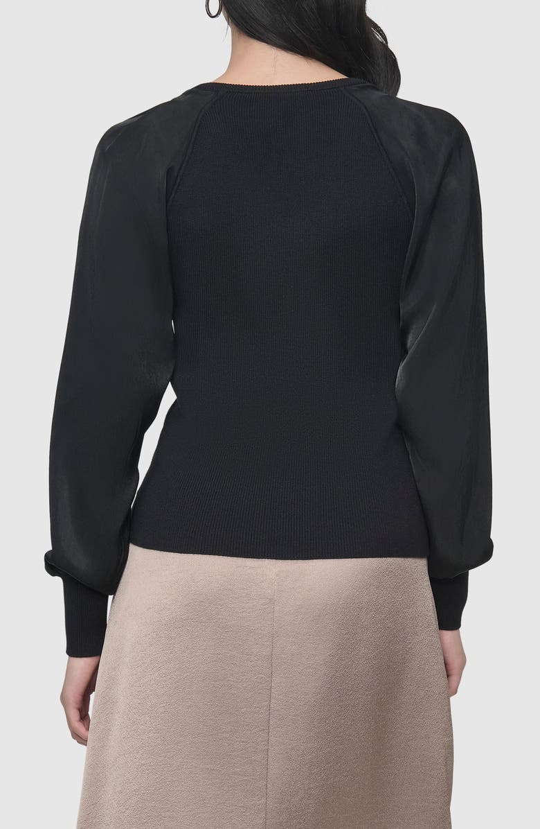 DKNY V-Neck Mixed Media Sweater, Alternate, color, 