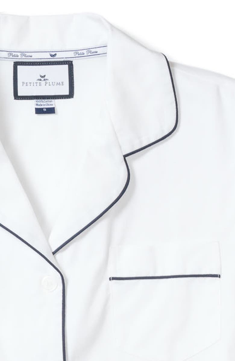 Petite Plume Contrast Piping Pajamas, Alternate, color, White