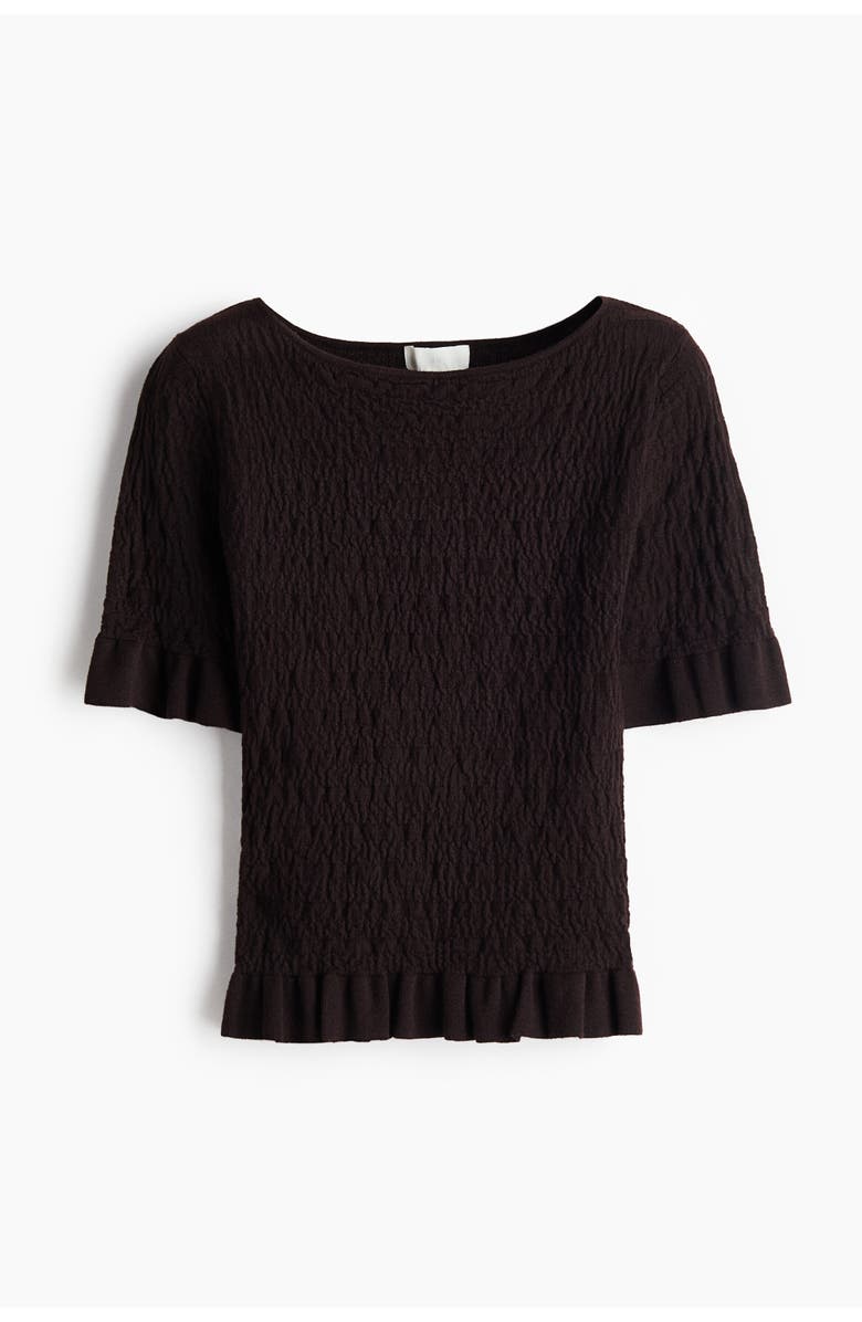 H&M Textured-knit Top, Alternate, color, Dark Brown