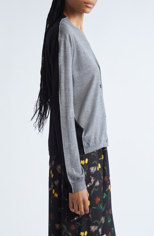 Marni Half & Half Virgin Wool & Silk Cardigan In Gray