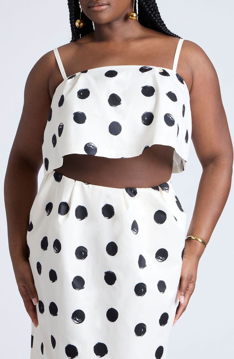 ELOQUII Dot Crop Bubble Camisole, Main, color, 