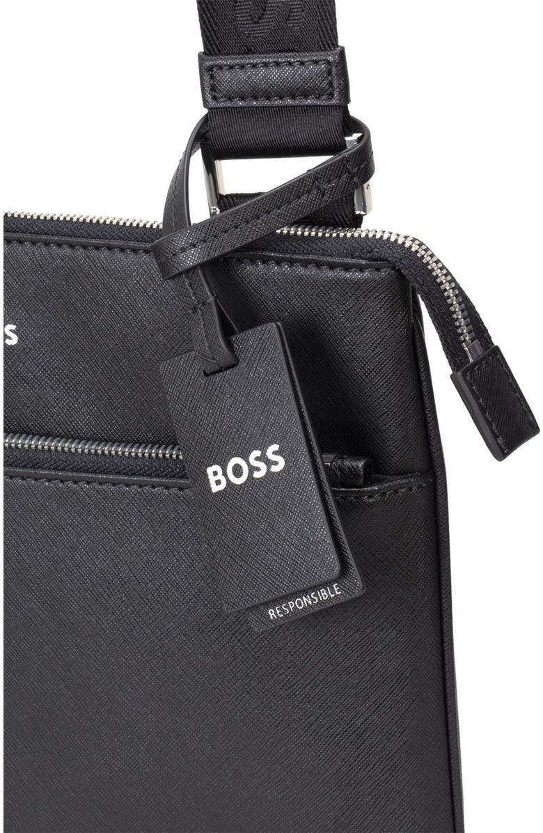 BOSS Large Zair Bonded Leather Messenger Bag, Alternate, color, Black
