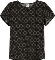 AK ANNE KLEIN Circle Print Tulip Sleeve Top