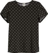 AK ANNE KLEIN Circle Print Tulip Sleeve Top