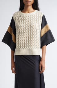 Max Mara Hybrid Linen Cable Sweater
