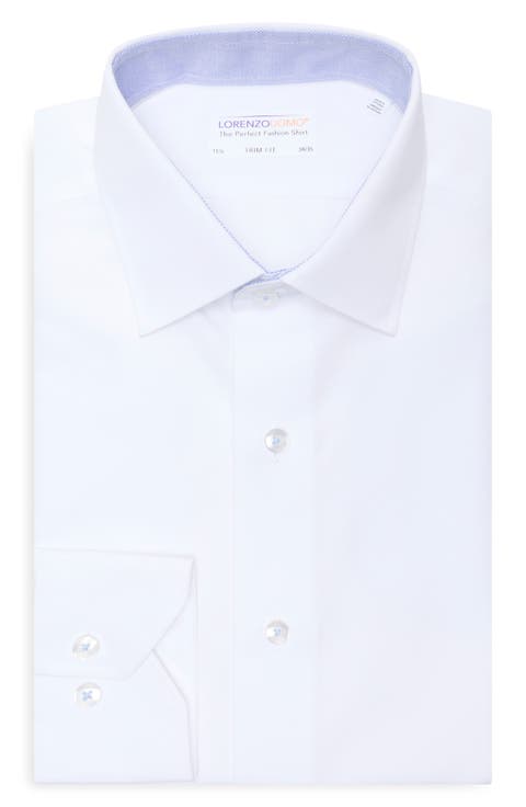 Trim Fit Textured Cotton Dress Shirt
