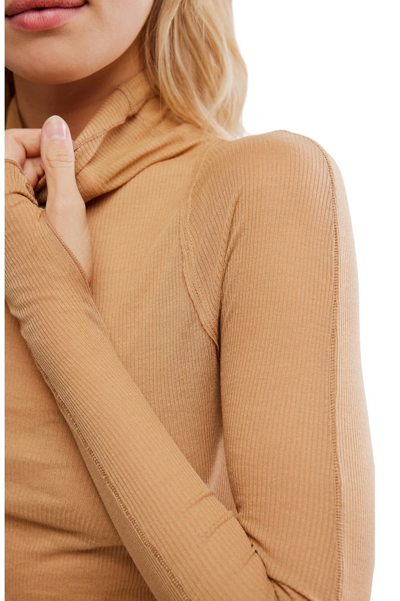 Close to Home Rib Turtleneck Top, Alternate, color, PRALINE