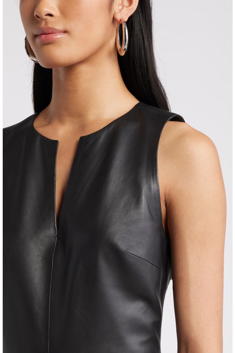 A-Line Leather Dress, Alternate, color, BLACK