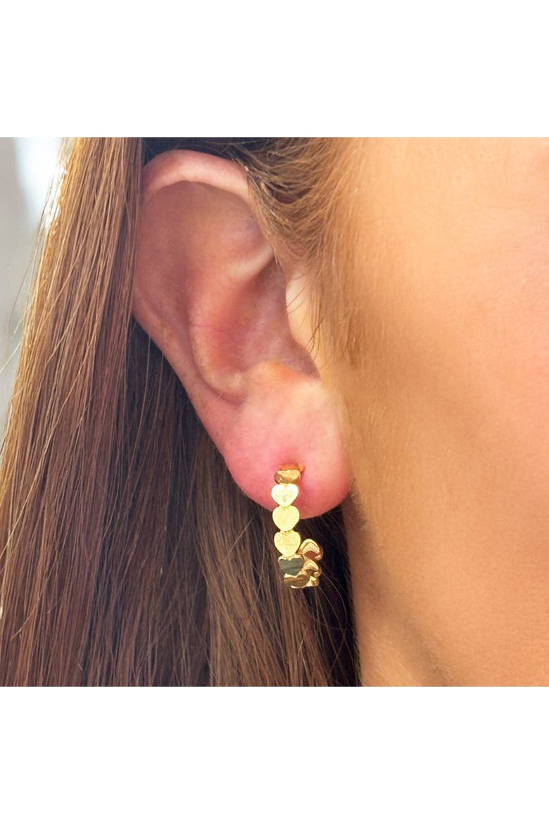 Golden Hearts C-Hoop Earrings, Alternate, color, Yellow Gold
