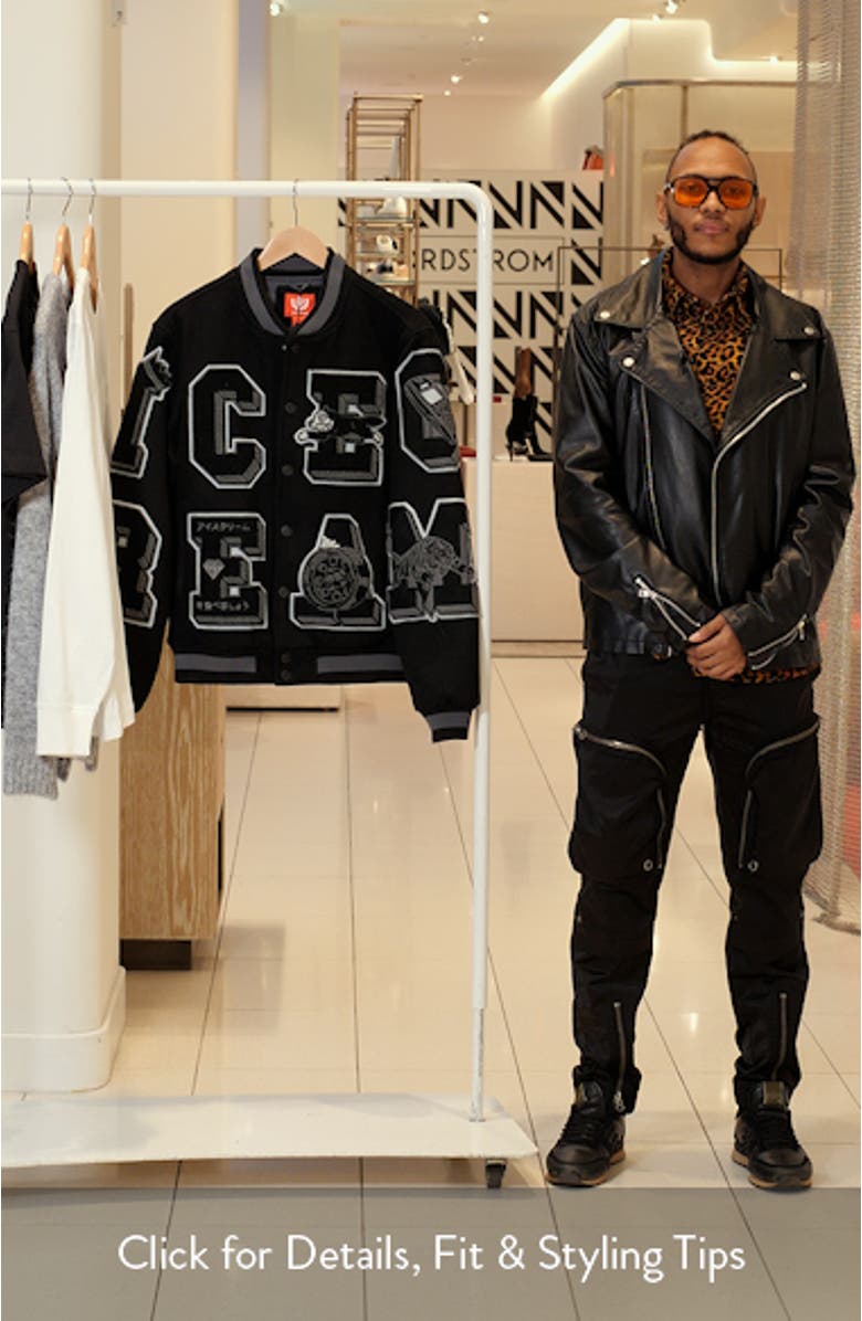 Creme Wool Blend Varsity Jacket, sales video thumbnail