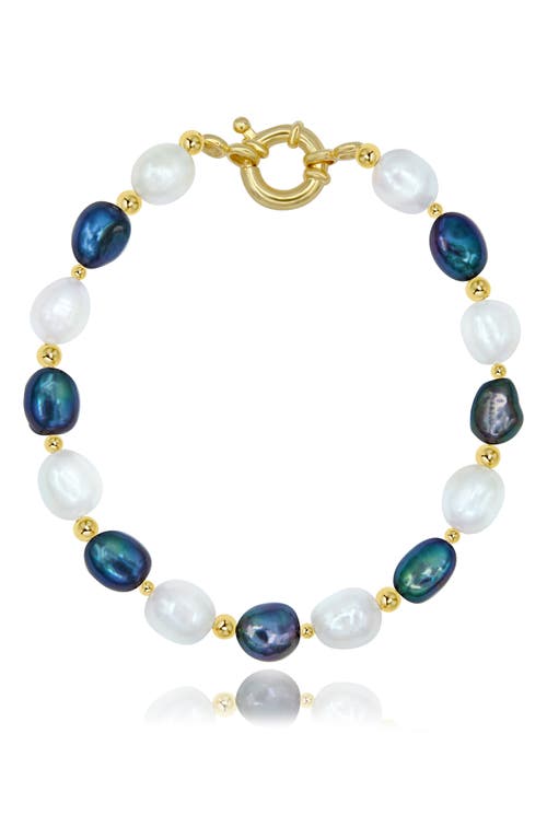 La Meno Midnight Pearl Bracelet In Multi
