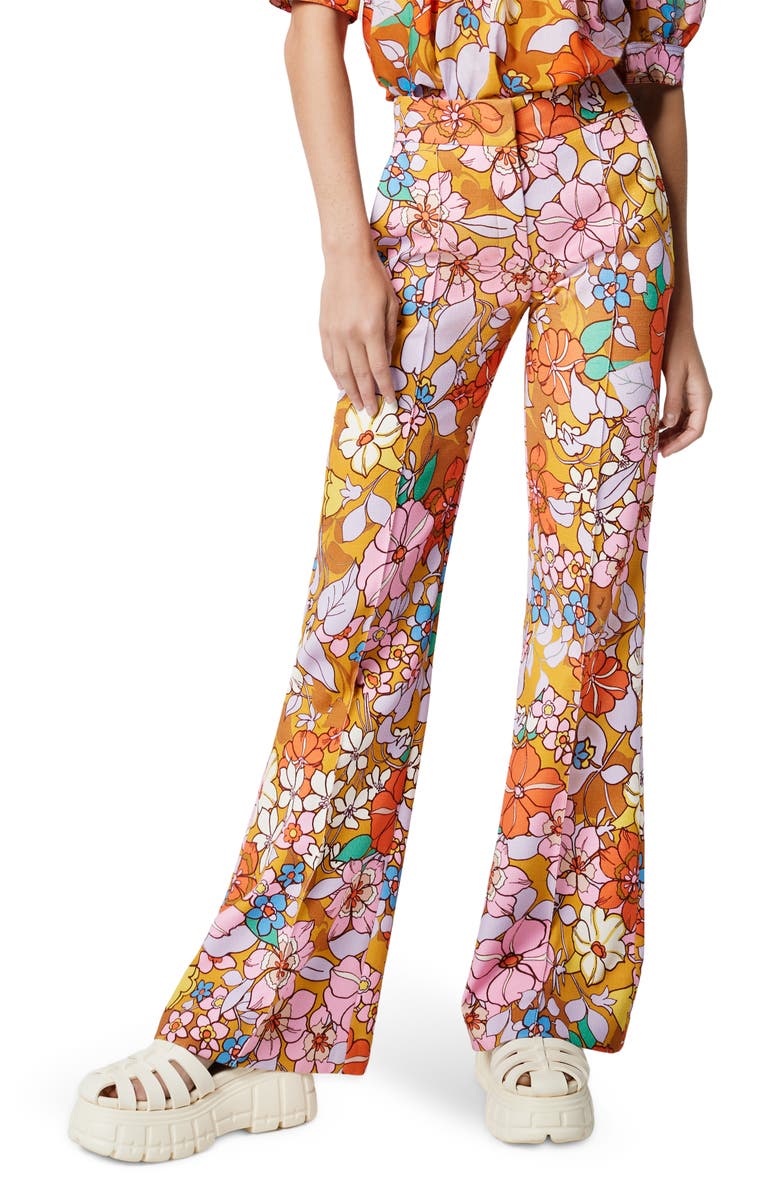 Smythe Floral Pin Tuck Wide Leg Pants, Main, color, Sixties Floral